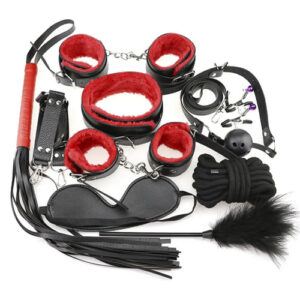 Kit Bondage com 10 Itens em Couro e Pelúcia - MSM1110