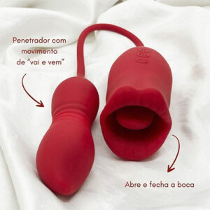 Vibrador com Estimulador em Formato de Boca, Recarregável - YSDF049