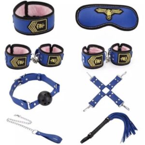 Kit Bondage Policial Couro Sintético e Pelúcia - MSM1121