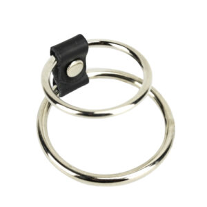 Anel Peniano Duplo em Metal com Tira de Couro Sintetico - CK0632R