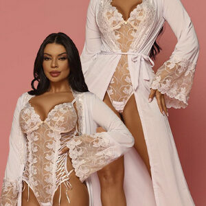 Roby em Liganete com Detalhes em Renda e Tule Bordado -  Diamante - 102221