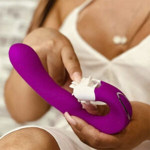 Vibrador Duplo Chi com Estimulador Clitoriano Recarregável  - MVE1202