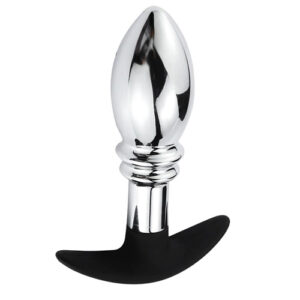 Plug Anal em Metal Cromado Cônico Liso com Base Emborrachada - MPA1387